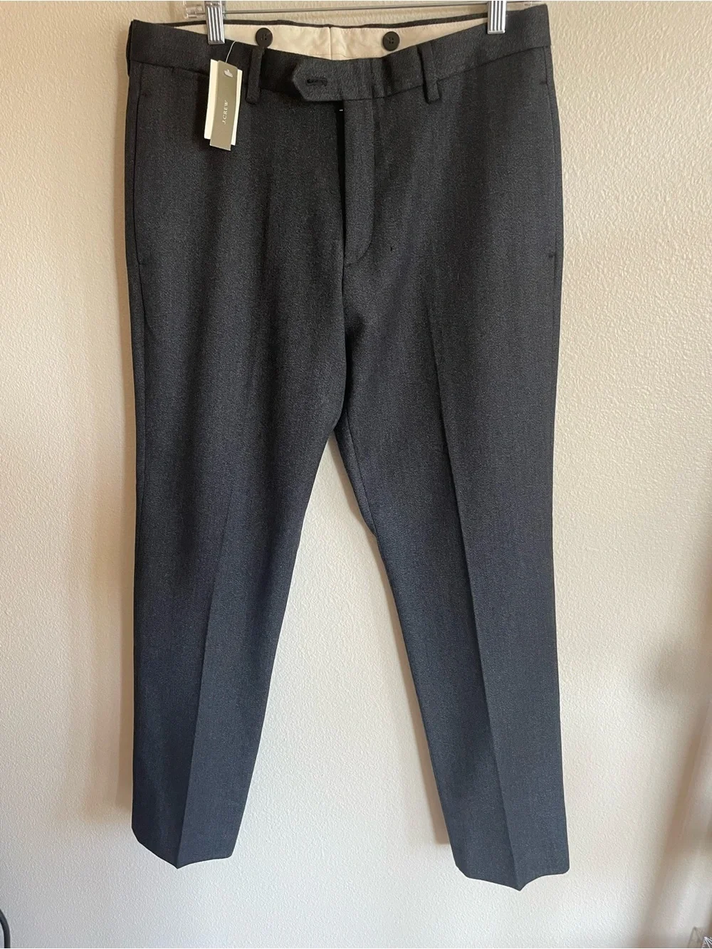 NWT J. Crew Men's Dark Charcoal Gray 100% Wool Dress Pants - Size W32 L32